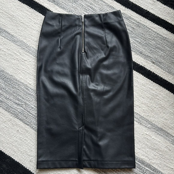 Zara Leather Faux Pencil Skirt w/ Side Stitch Detail - Picture 3 of 3